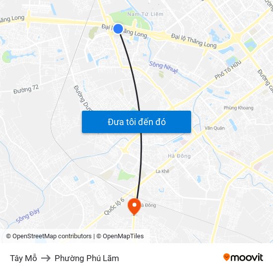 Tây Mỗ to Phường Phú Lãm map