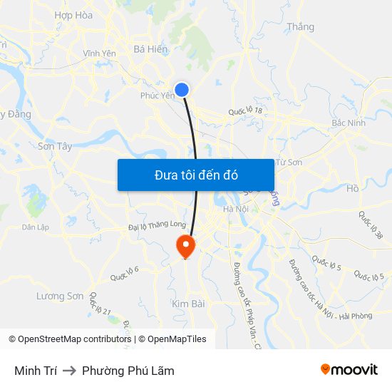 Minh Trí to Phường Phú Lãm map