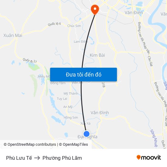 Phù Lưu Tế to Phường Phú Lãm map
