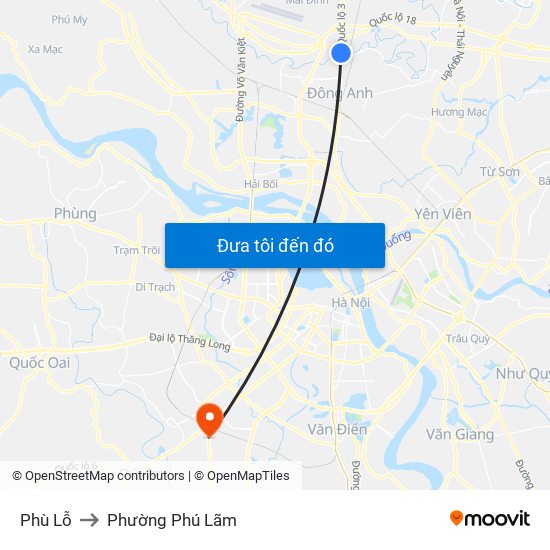 Phù Lỗ to Phường Phú Lãm map