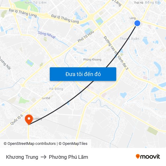 Khương Trung to Phường Phú Lãm map