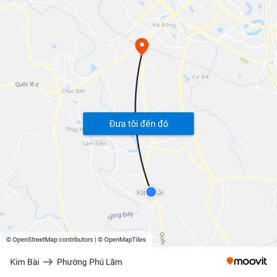 Kim Bài to Phường Phú Lãm map