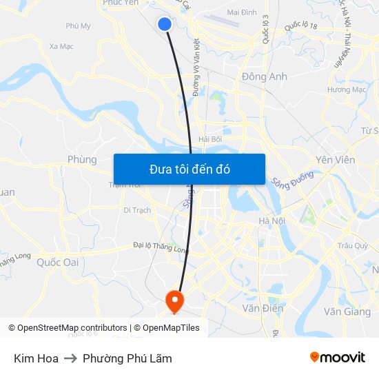 Kim Hoa to Phường Phú Lãm map
