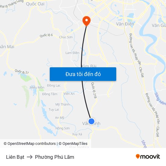 Liên Bạt to Phường Phú Lãm map