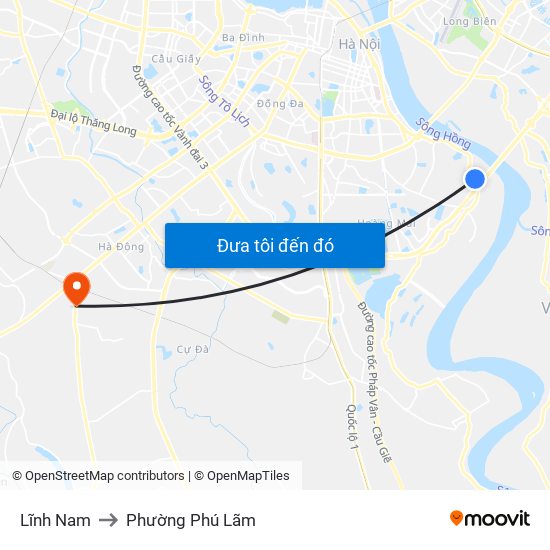 Lĩnh Nam to Phường Phú Lãm map