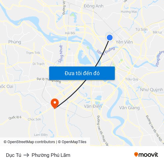 Dục Tú to Phường Phú Lãm map