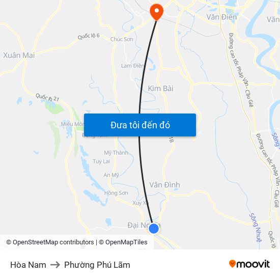 Hòa Nam to Phường Phú Lãm map