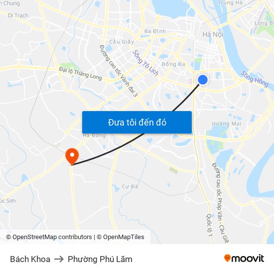 Bách Khoa to Phường Phú Lãm map