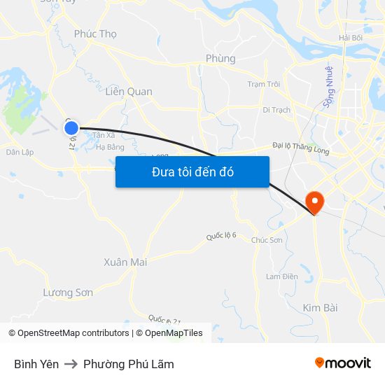 Bình Yên to Phường Phú Lãm map