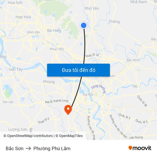 Bắc Sơn to Phường Phú Lãm map