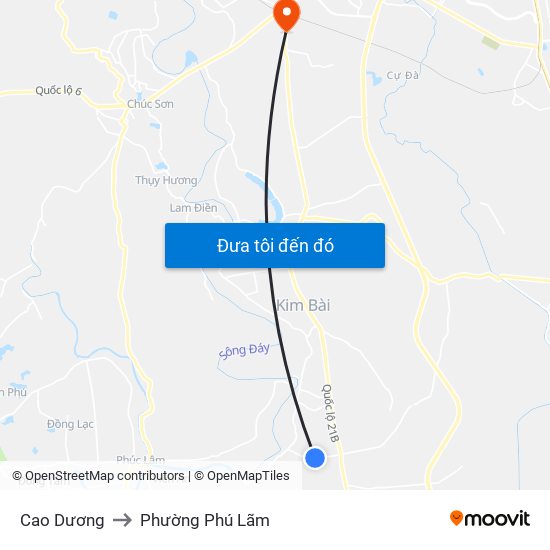 Cao Dương to Phường Phú Lãm map