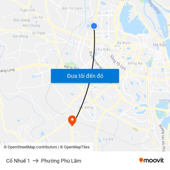 Cổ Nhuế 1 to Phường Phú Lãm map