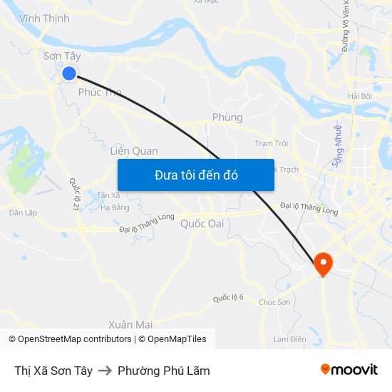 Thị Xã Sơn Tây to Phường Phú Lãm map