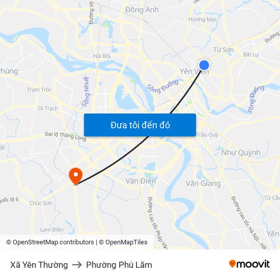 Xã Yên Thường to Phường Phú Lãm map