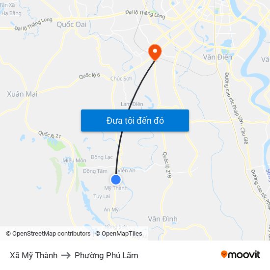 Xã Mỹ Thành to Phường Phú Lãm map