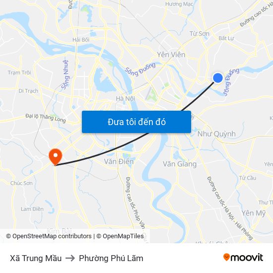 Xã Trung Mầu to Phường Phú Lãm map