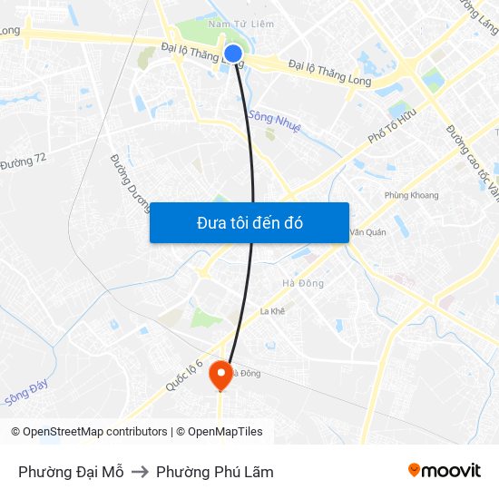 Phường Đại Mỗ to Phường Phú Lãm map