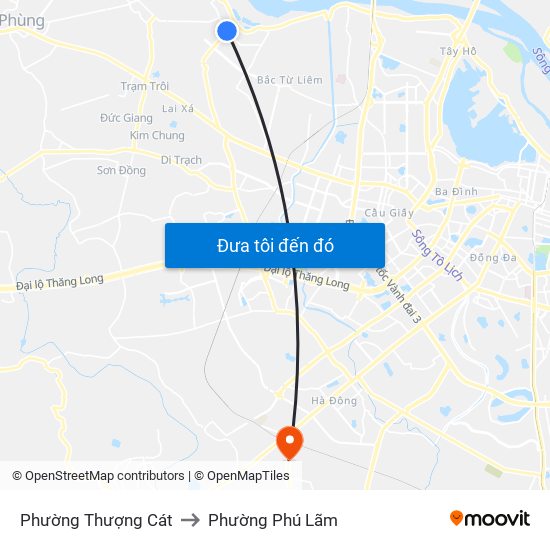 Phường Thượng Cát to Phường Phú Lãm map