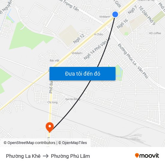 Phường La Khê to Phường Phú Lãm map