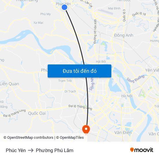 Phúc Yên to Phường Phú Lãm map