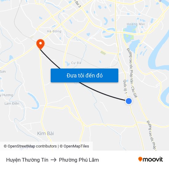 Huyện Thường Tín to Phường Phú Lãm map