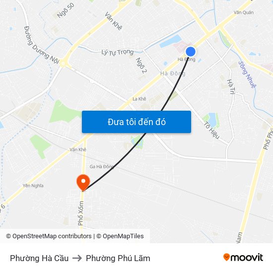 Phường Hà Cầu to Phường Phú Lãm map