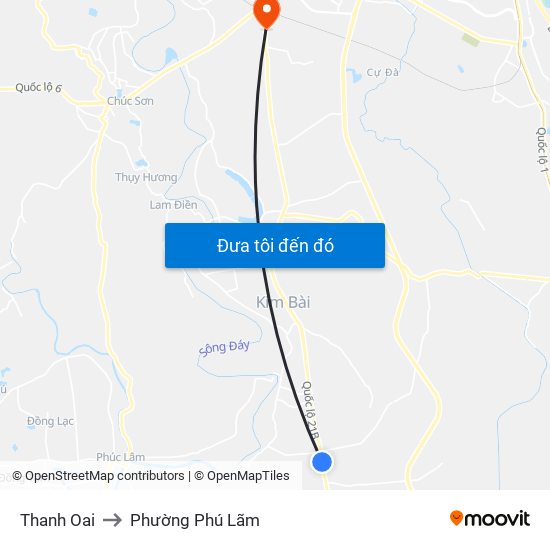 Thanh Oai to Phường Phú Lãm map