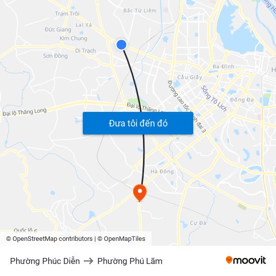 Phường Phúc Diễn to Phường Phú Lãm map