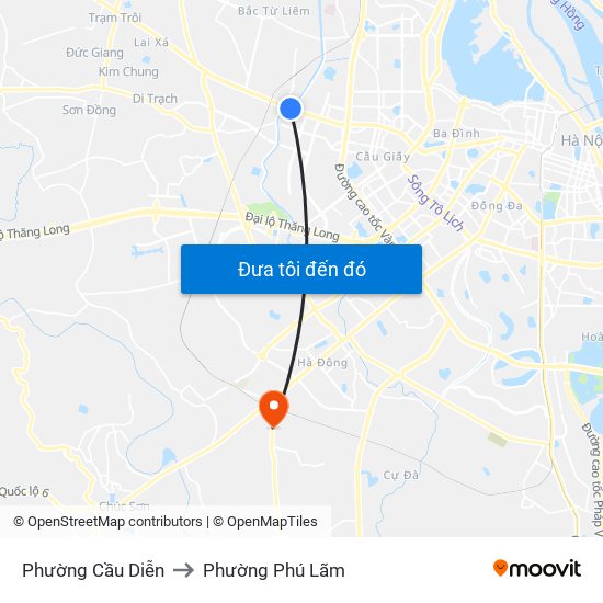 Phường Cầu Diễn to Phường Phú Lãm map