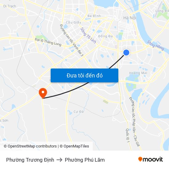 Phường Trương Định to Phường Phú Lãm map