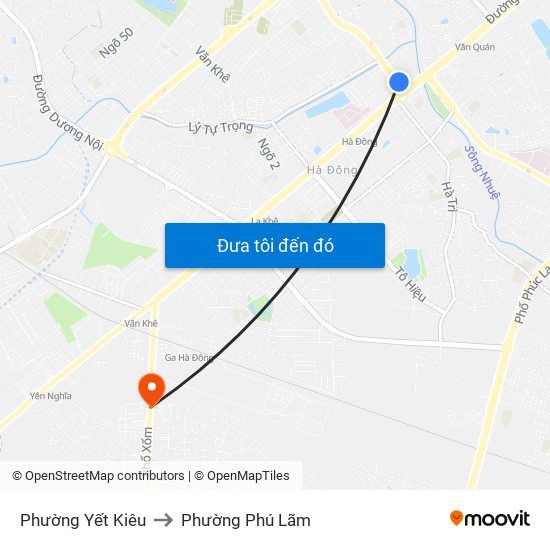 Phường Yết Kiêu to Phường Phú Lãm map