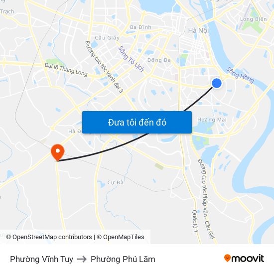 Phường Vĩnh Tuy to Phường Phú Lãm map