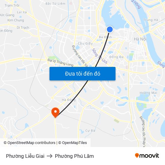 Phường Liễu Giai to Phường Phú Lãm map