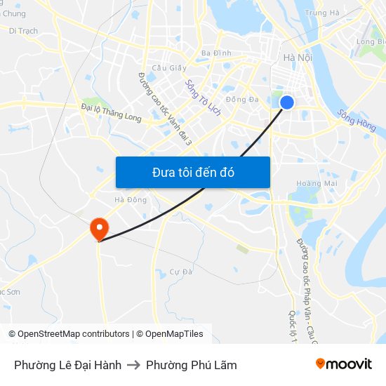 Phường Lê Đại Hành to Phường Phú Lãm map