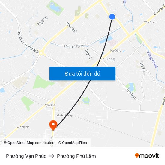 Phường Vạn Phúc to Phường Phú Lãm map