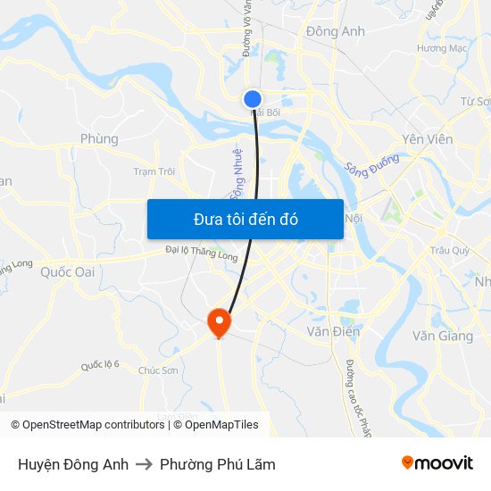 Huyện Đông Anh to Phường Phú Lãm map
