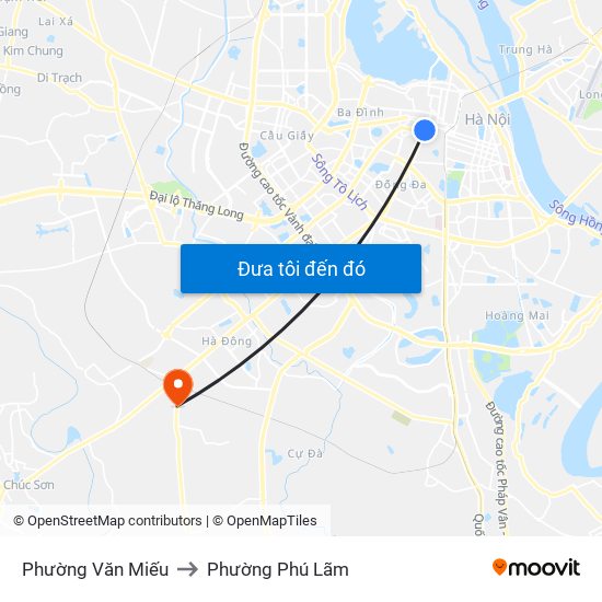 Phường Văn Miếu to Phường Phú Lãm map