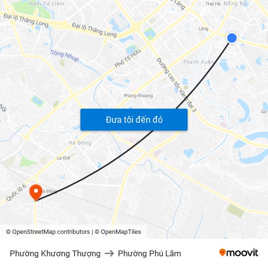 Phường Khương Thượng to Phường Phú Lãm map