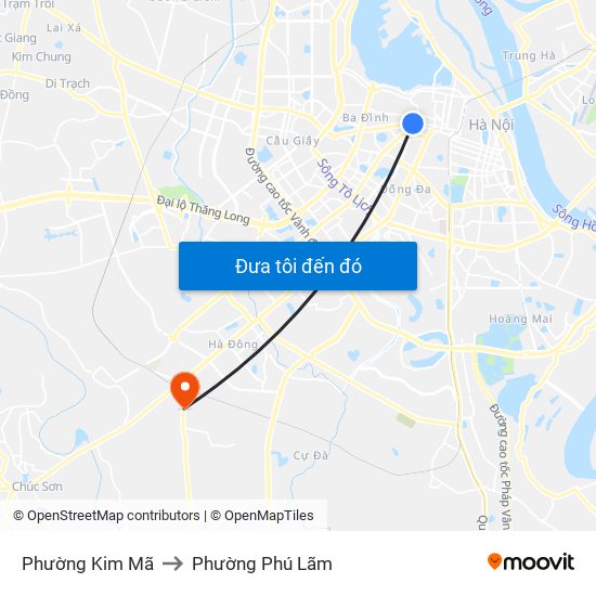 Phường Kim Mã to Phường Phú Lãm map