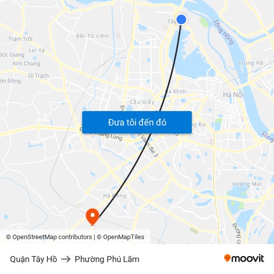 Quận Tây Hồ to Phường Phú Lãm map