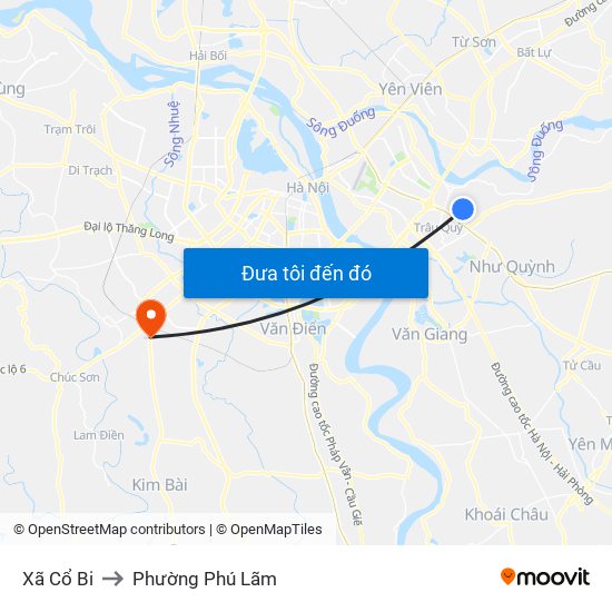 Xã Cổ Bi to Phường Phú Lãm map