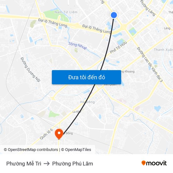 Phường Mễ Trì to Phường Phú Lãm map
