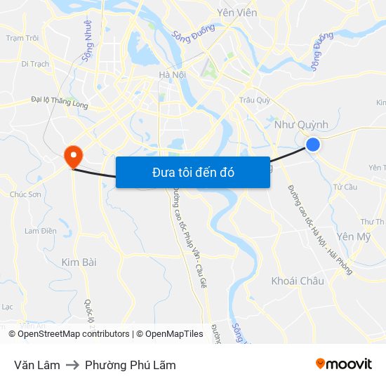 Văn Lâm to Phường Phú Lãm map