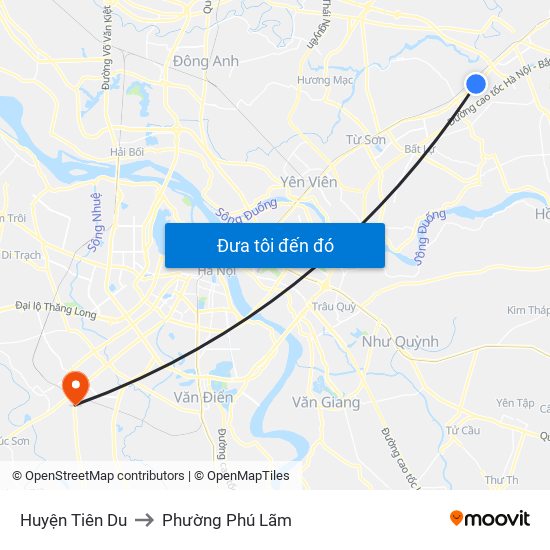 Huyện Tiên Du to Phường Phú Lãm map