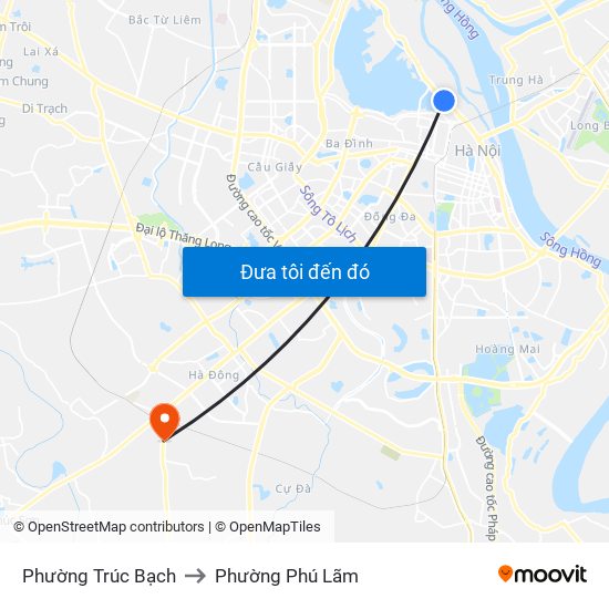 Phường Trúc Bạch to Phường Phú Lãm map