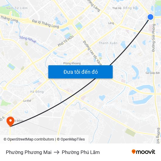 Phường Phương Mai to Phường Phú Lãm map