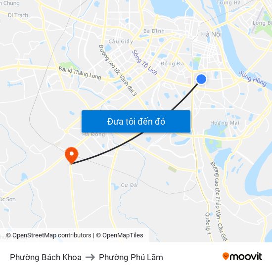 Phường Bách Khoa to Phường Phú Lãm map