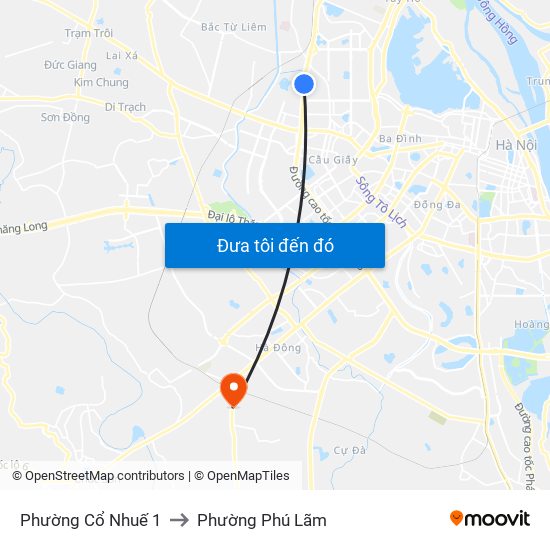 Phường Cổ Nhuế 1 to Phường Phú Lãm map