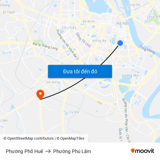 Phường Phố Huế to Phường Phú Lãm map