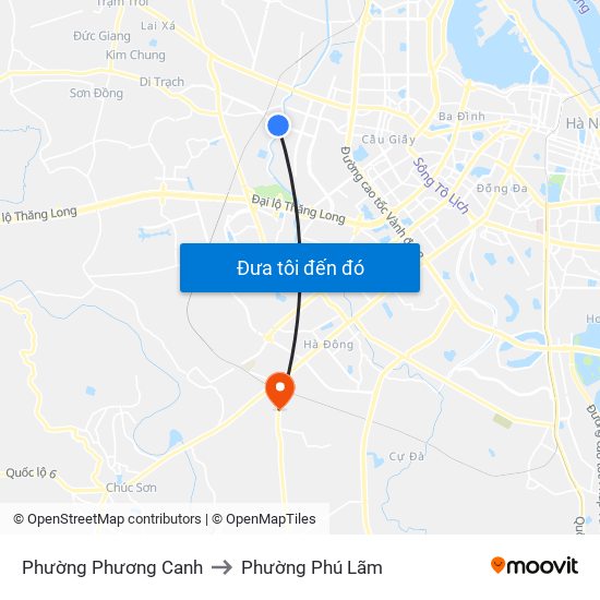 Phường Phương Canh to Phường Phú Lãm map